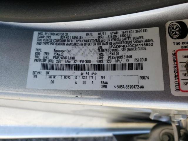 Photo 10 from auction – 2012 FORD FIESTA SE with VIN 3FADP4BJ0CM115652