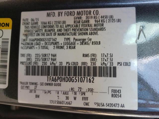 Photo 10 from auction – 2016 FORD FUSION SE with VIN 1FA6P0HD0G5107162
