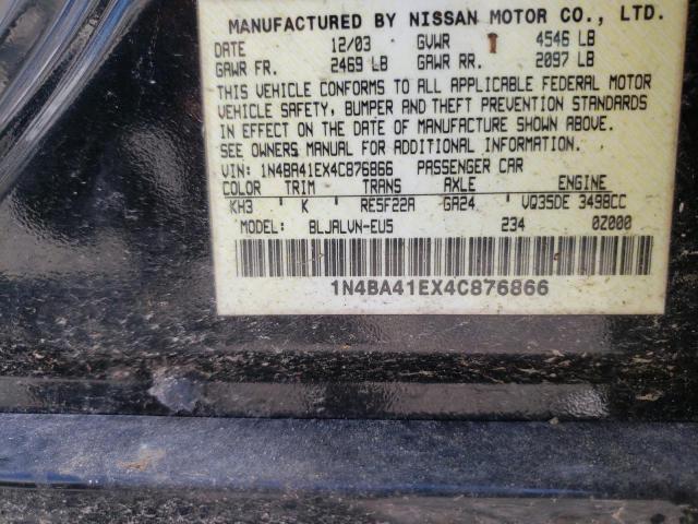 Photo 10 from auction – 2004 NISSAN MAXIMA SE with VIN 1N4BA41EX4C876866
