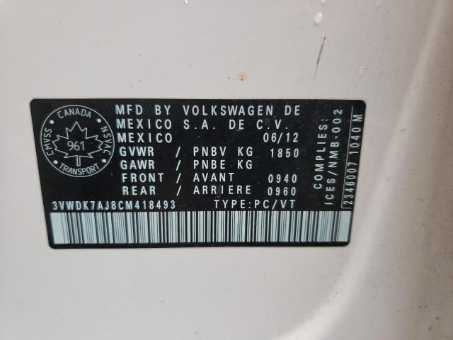 Photo 10 from auction – 2012 VOLKSWAGEN JETTA with VIN 3VWDK7AJ8CM418493