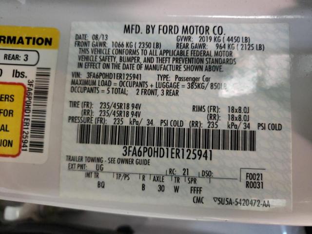 Photo 10 from auction – 2014 FORD FUSION SE with VIN 3FA6P0HD1ER125941