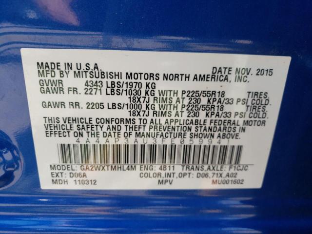 Photo 10 from auction – 2015 MITSUBISHI OUTLANDER with VIN 4A4AP3AU3FE059941