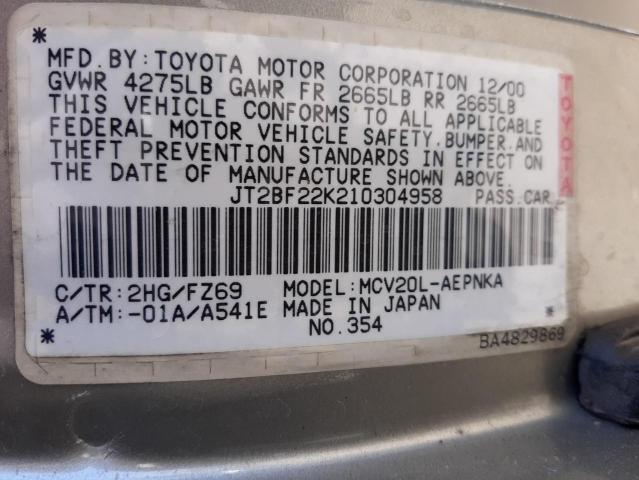 Photo 10 from auction – 2001 TOYOTA CAMRY CE with VIN JT2BF22K210304958