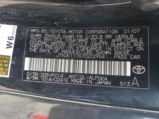 Photo 10 from auction – 2007 TOYOTA SCION TC with VIN JTKDE177670202954