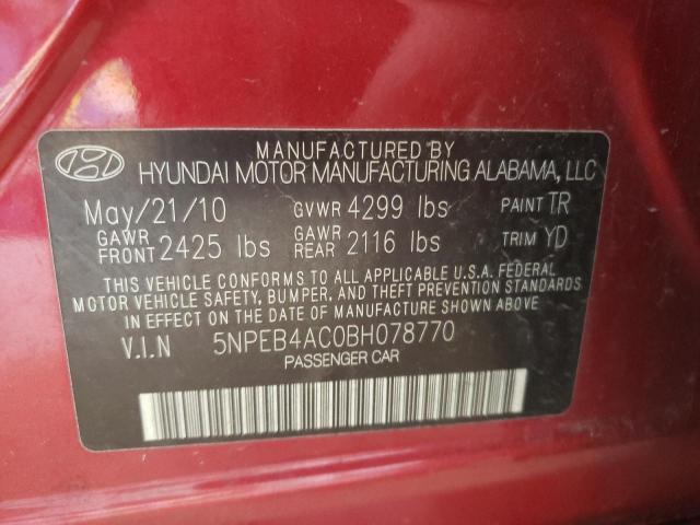 Photo 10 from auction – 2011 HYUNDAI SONATA GLS with VIN 5NPEB4AC0BH078770