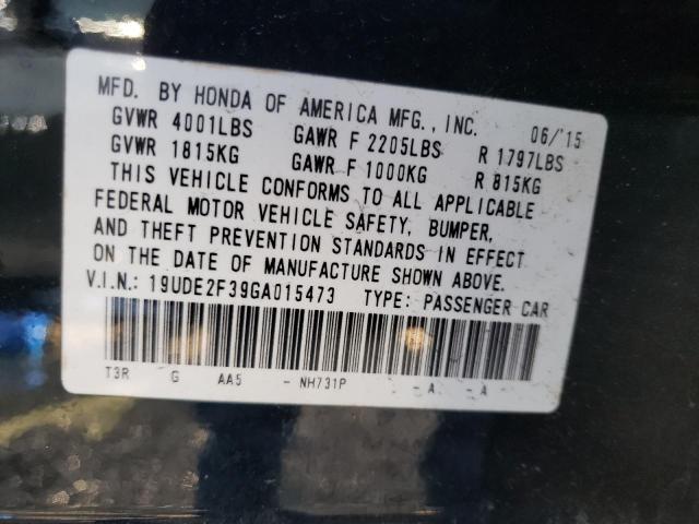 Photo 10 from auction – 2016 ACURA ILX BASE W with VIN 19UDE2F39GA015473