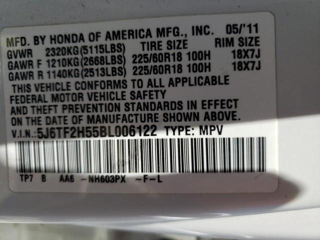 Photo 10 from auction – 2011 HONDA ACCORD CRO with VIN 5J6TF2H55BL006122