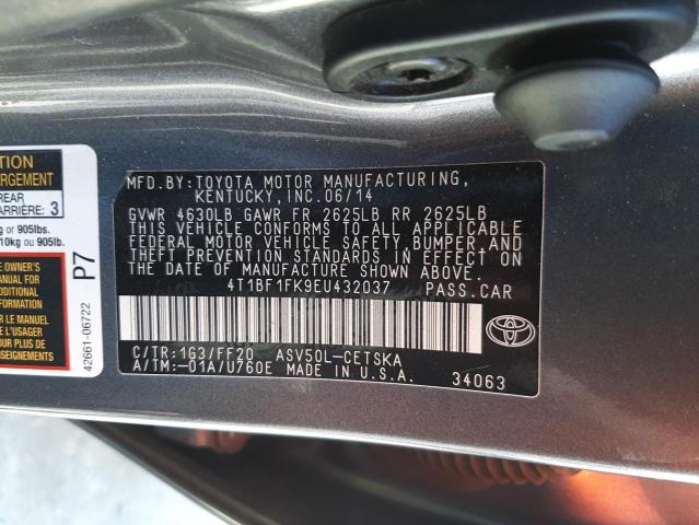 Photo 10 from auction – 2014 TOYOTA CAMRY L with VIN 4T1BF1FK9EU432037