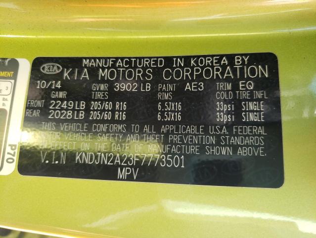 Photo 10 from auction – 2015 KIA SOUL with VIN KNDJN2A23F7773501