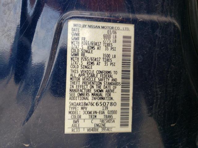 Photo 10 from auction – 2006 NISSAN PATHFINDER with VIN 5N1AR18W76C650780