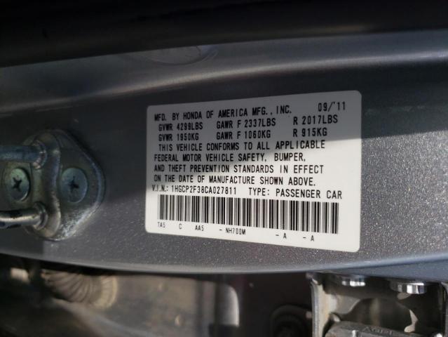 Photo 10 from auction – 2012 HONDA ACCORD LX with VIN 1HGCP2F38CA027811
