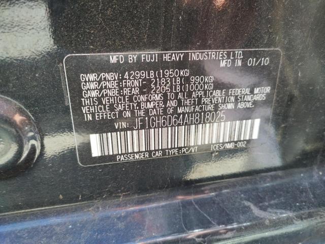 Photo 10 from auction – 2010 SUBARU IMPREZA OU with VIN JF1GH6D64AH818025