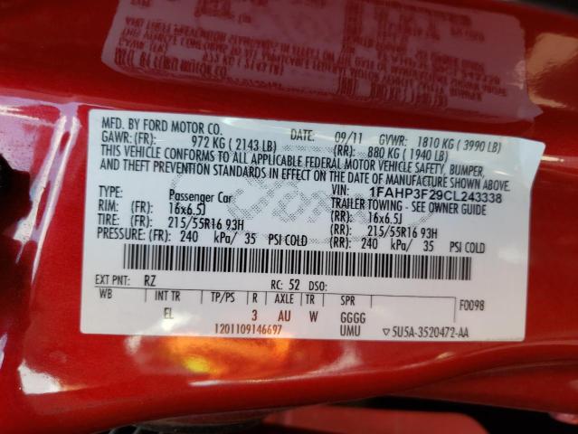 Photo 10 from auction – 2012 FORD FOCUS SE with VIN 1FAHP3F29CL243338