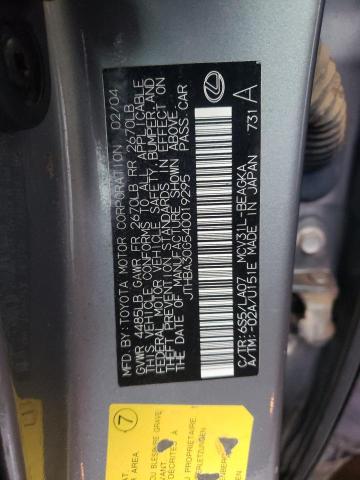 Photo 10 from auction – 2004 LEXUS ES 330 with VIN JTHBA30G540019295