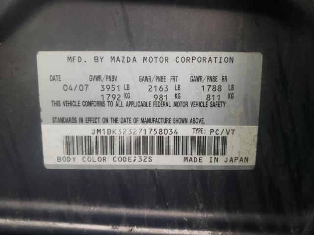 Photo 10 from auction – 2007 MAZDA 3 S with VIN JM1BK323271758034