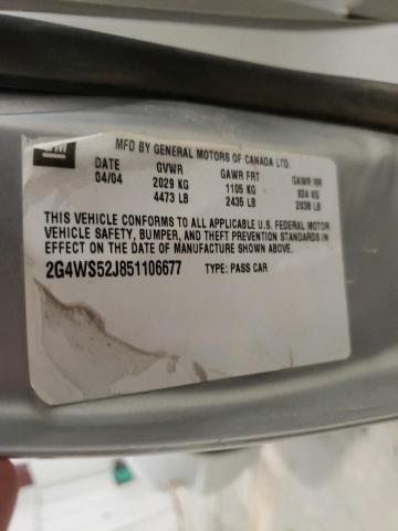 Photo 10 from auction – 2005 BUICK CENTURY with VIN 2G4WS52J851106677