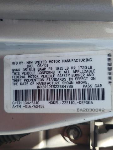 Photo 10 from auction – 2002 TOYOTA COROLLA CE with VIN 1NXBR12E52Z584769