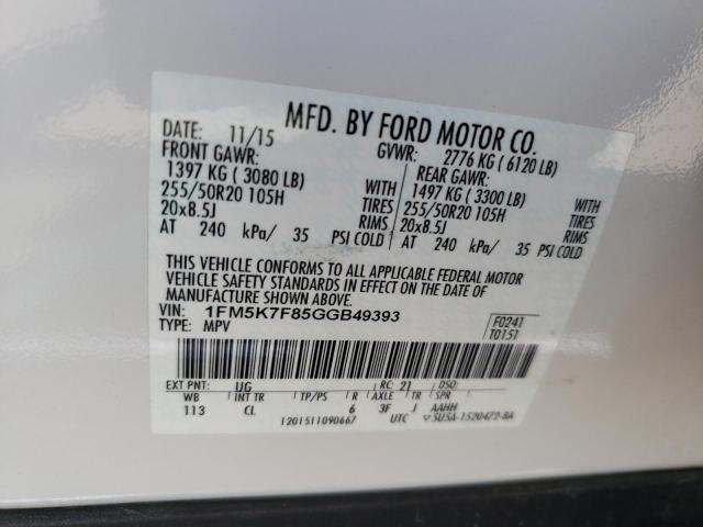 Photo 10 from auction – 2016 FORD EXPLORER L with VIN 1FM5K7F85GGB49393