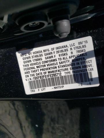 Photo 10 from auction – 2015 HONDA CIVIC LX with VIN 19XFB2F51FE295712