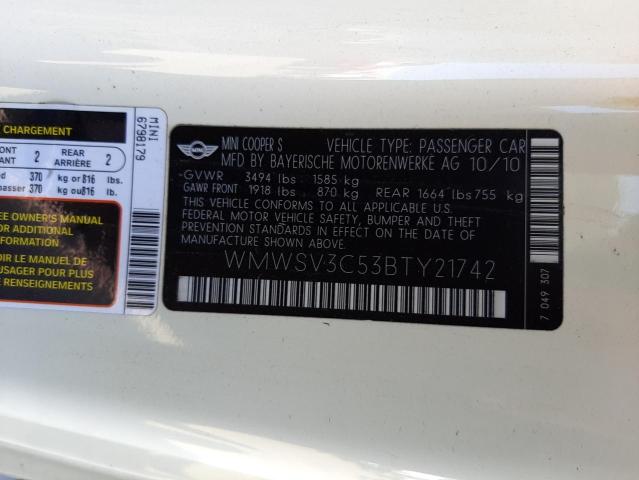 Photo 10 from auction – 2011 MINI COOPER S with VIN WMWSV3C53BTY21742