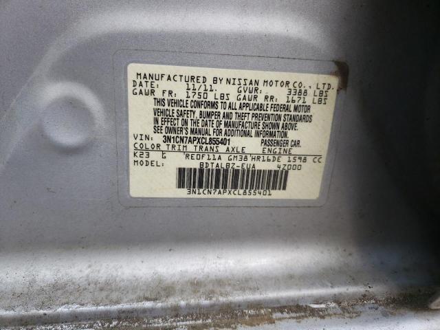 Photo 10 from auction – 2012 NISSAN VERSA S with VIN 3N1CN7APXCL855401