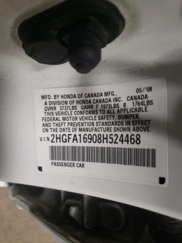 Photo 10 from auction – 2008 HONDA CIVIC with VIN 2HGFA16908H524468