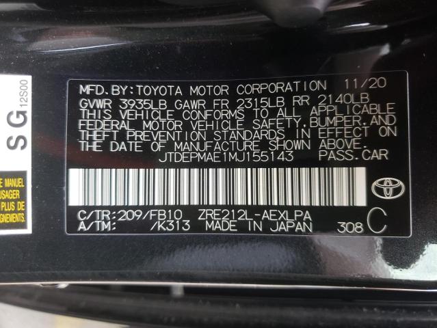 Photo 10 from auction – 2021 TOYOTA COROLLA LE with VIN JTDEPMAE1MJ155143