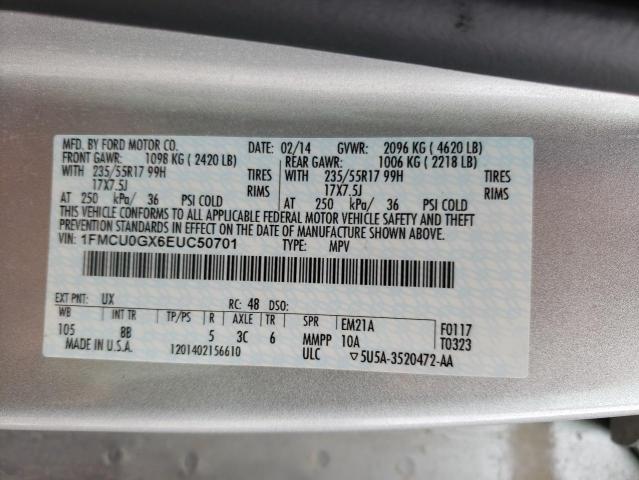 Photo 10 from auction – 2014 FORD ESCAPE SE with VIN 1FMCU0GX6EUC50701