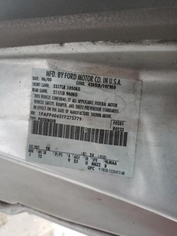 Photo 10 from auction – 2000 FORD MUSTANG with VIN 1FAFP4045YF275779