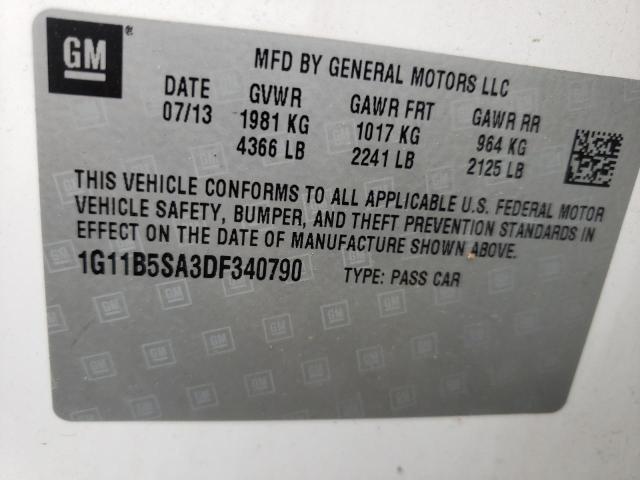 Photo 10 from auction – 2013 CHEVROLET MALIBU LS with VIN 1G11B5SA3DF340790