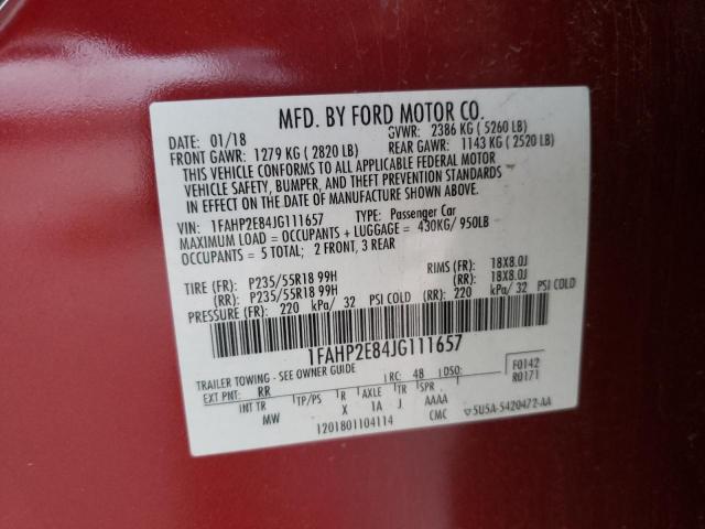 Photo 10 from auction – 2018 FORD TAURUS SEL with VIN 1FAHP2E84JG111657