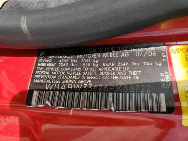 Photo 10 from auction – 2006 BMW 325 CI with VIN WBABW33426PX88722