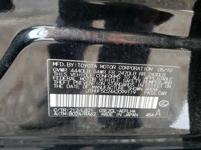 Photo 10 from auction – 2010 LEXUS IS 250 with VIN JTHBF5C24A2099119