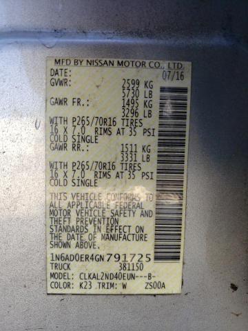 Photo 10 from auction – 2016 NISSAN FRONTIER S with VIN 1N6AD0ER4GN791725
