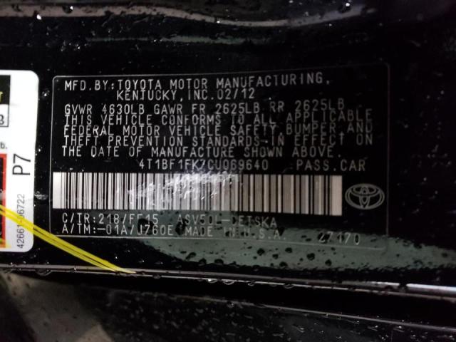 Photo 10 from auction – 2012 TOYOTA CAMRY BASE with VIN 4T1BF1FK7CU069640