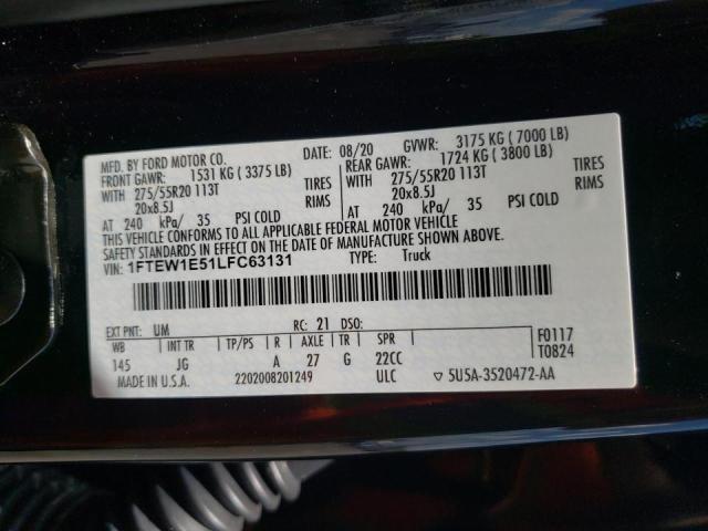 Photo 10 from auction – 2020 FORD F150 SUPER with VIN 1FTEW1E51LFC63131