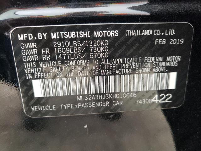 Photo 10 from auction – 2019 MITSUBISHI MIRAGE ES with VIN ML32A3HJ3KH010646