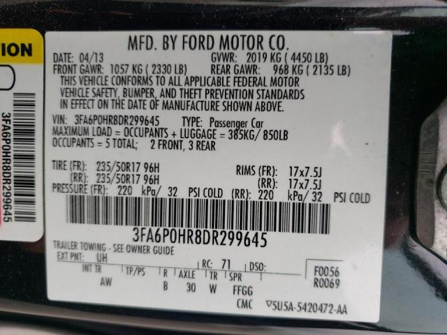Photo 10 from auction – 2013 FORD FUSION SE with VIN 3FA6P0HR8DR299645
