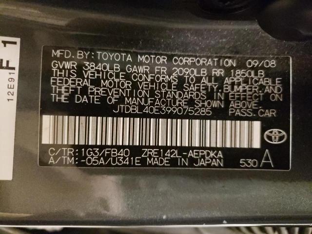 Photo 10 from auction – 2009 TOYOTA COROLLA BA with VIN JTDBL40E399075285