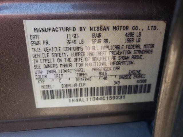Photo 10 from auction – 2004 NISSAN ALTIMA 2.5 with VIN 1N4AL11D44C159231