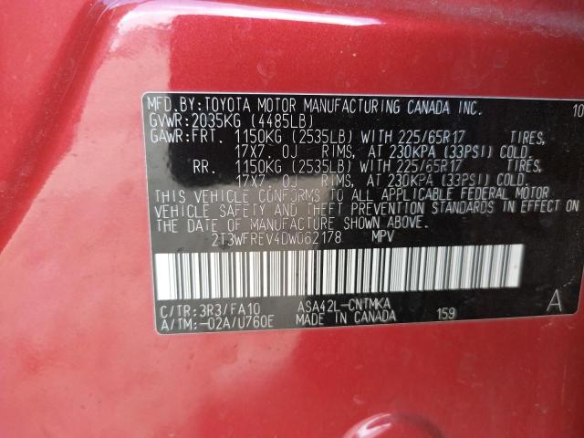 Photo 10 from auction – 2013 TOYOTA RAV4 XLE with VIN 2T3WFREV4DW062178