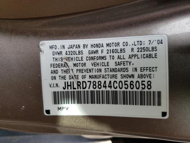 Photo 10 from auction – 2004 HONDA CR-V EX with VIN JHLRD78844C056058