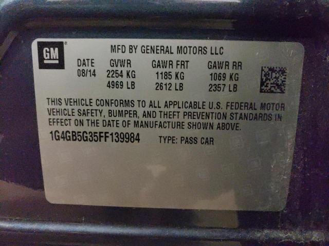 Photo 10 from auction – 2015 BUICK LACROSSE with VIN 1G4GB5G35FF139984