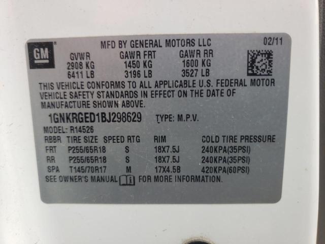 Photo 10 from auction – 2011 CHEVROLET TRAVERSE L with VIN 1GNKRGED1BJ298629