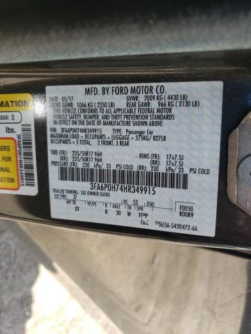 Photo 10 from auction – 2017 FORD FUSION SE with VIN 3FA6P0H74HR349915