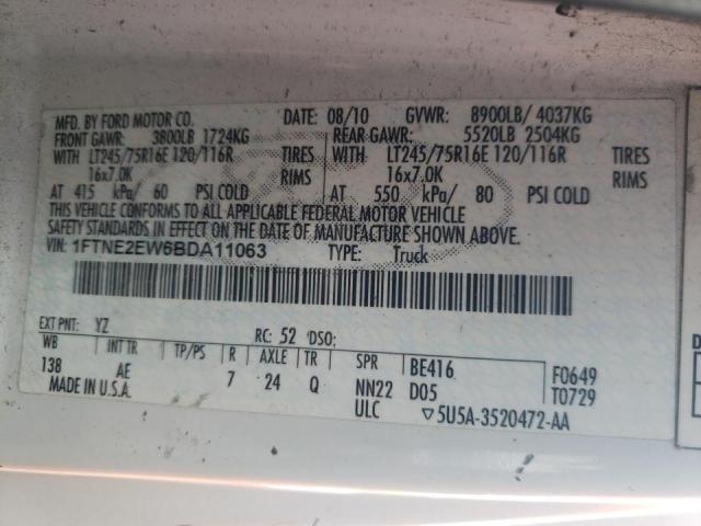 Photo 10 from auction – 2011 FORD ECONOLINE with VIN 1FTNE2EW6BDA11063