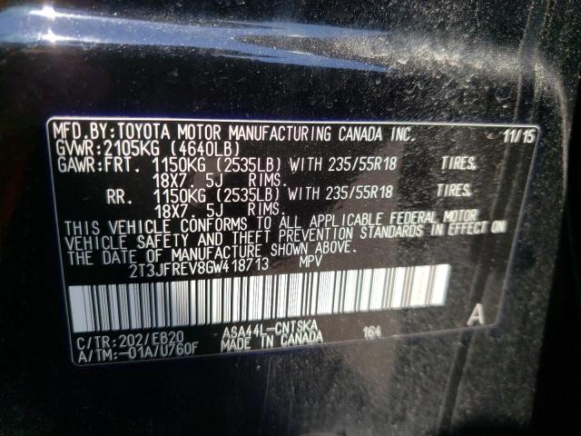 Photo 10 from auction – 2016 TOYOTA RAV4 SE with VIN 2T3JFREV8GW418713