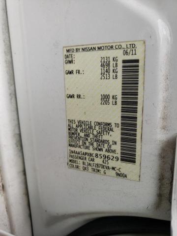 Photo 10 from auction – 2011 NISSAN MAXIMA S with VIN 1N4AA5APXBC859629
