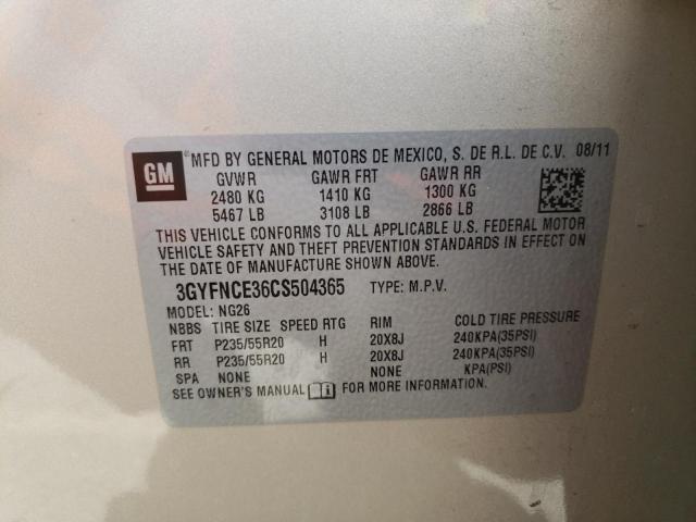 Photo 10 from auction – 2012 CADILLAC SRX PREMIU with VIN 3GYFNCE36CS504365