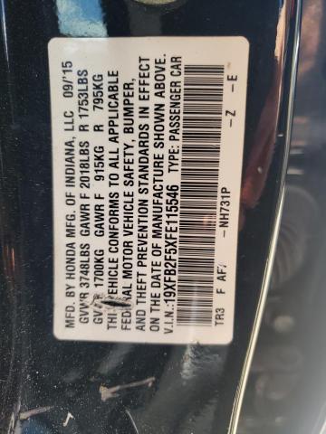 Photo 10 from auction – 2015 HONDA CIVIC with VIN 19XFB2F5XFE115546